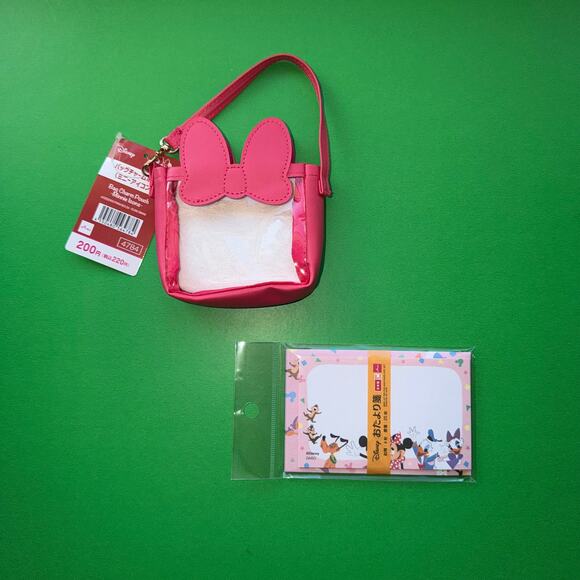 Disney Minnie Mouse Mini Bow Bag Purse Pink Mickey Stationery Set Japan Whimsy - Picture 1 of 11